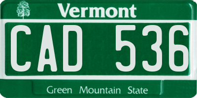 VT license plate CAD536