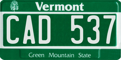 VT license plate CAD537