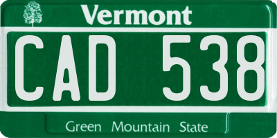 VT license plate CAD538