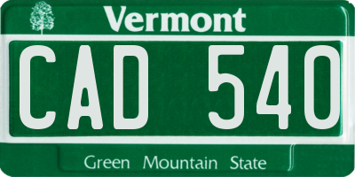 VT license plate CAD540