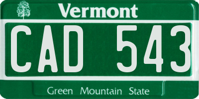 VT license plate CAD543