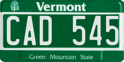 VT license plate CAD545
