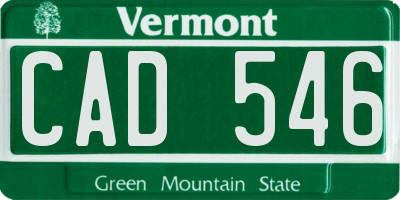 VT license plate CAD546