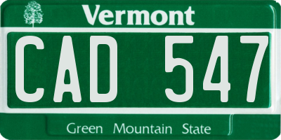 VT license plate CAD547