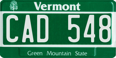 VT license plate CAD548