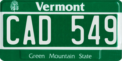 VT license plate CAD549