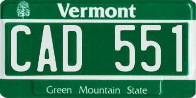 VT license plate CAD551