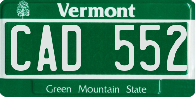 VT license plate CAD552