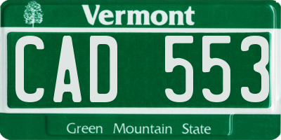 VT license plate CAD553