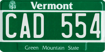 VT license plate CAD554