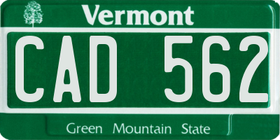VT license plate CAD562
