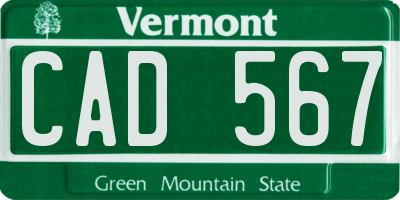 VT license plate CAD567
