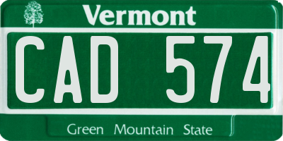 VT license plate CAD574