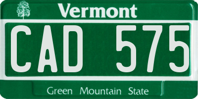 VT license plate CAD575