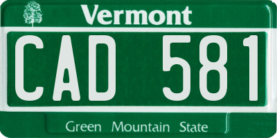 VT license plate CAD581