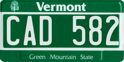 VT license plate CAD582