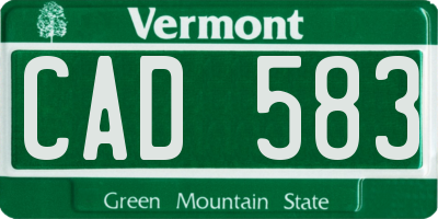 VT license plate CAD583