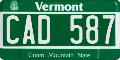 VT license plate CAD587