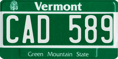 VT license plate CAD589