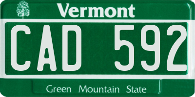 VT license plate CAD592