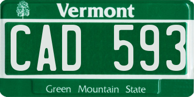 VT license plate CAD593
