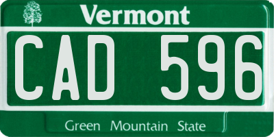 VT license plate CAD596
