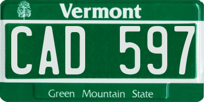 VT license plate CAD597