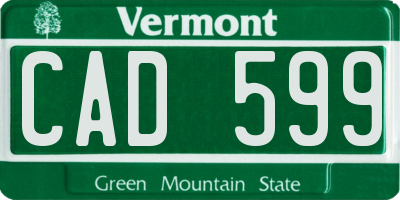 VT license plate CAD599