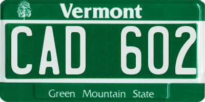 VT license plate CAD602