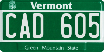 VT license plate CAD605