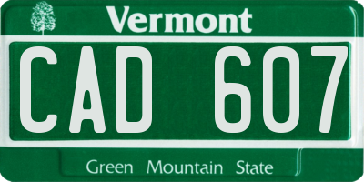 VT license plate CAD607