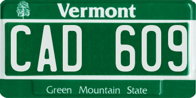 VT license plate CAD609