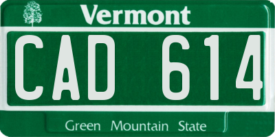 VT license plate CAD614