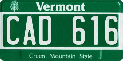 VT license plate CAD616