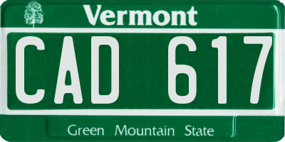 VT license plate CAD617