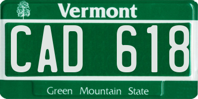 VT license plate CAD618