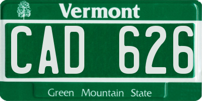VT license plate CAD626