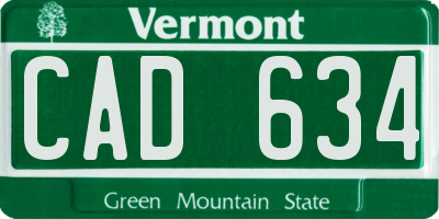 VT license plate CAD634