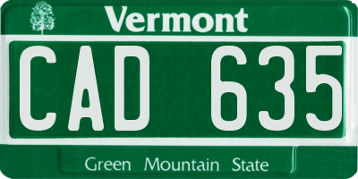 VT license plate CAD635