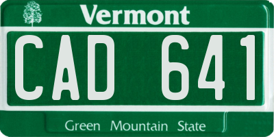 VT license plate CAD641