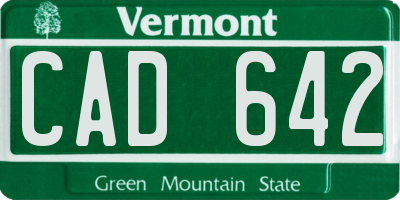 VT license plate CAD642