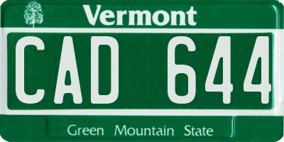 VT license plate CAD644