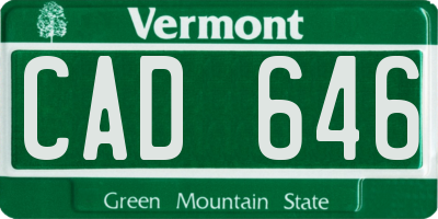 VT license plate CAD646