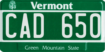 VT license plate CAD650