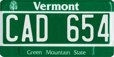 VT license plate CAD654