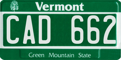 VT license plate CAD662