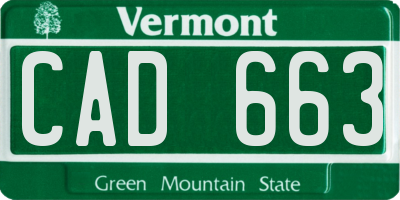 VT license plate CAD663