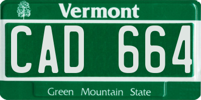 VT license plate CAD664