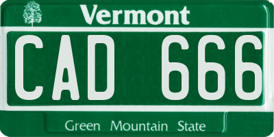 VT license plate CAD666