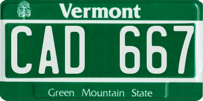 VT license plate CAD667